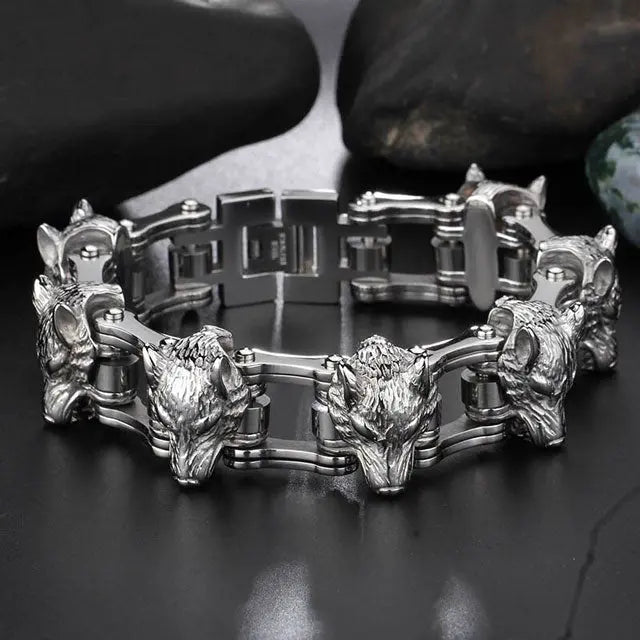 Fenrir Head Bracelet - Viking Heritage Store