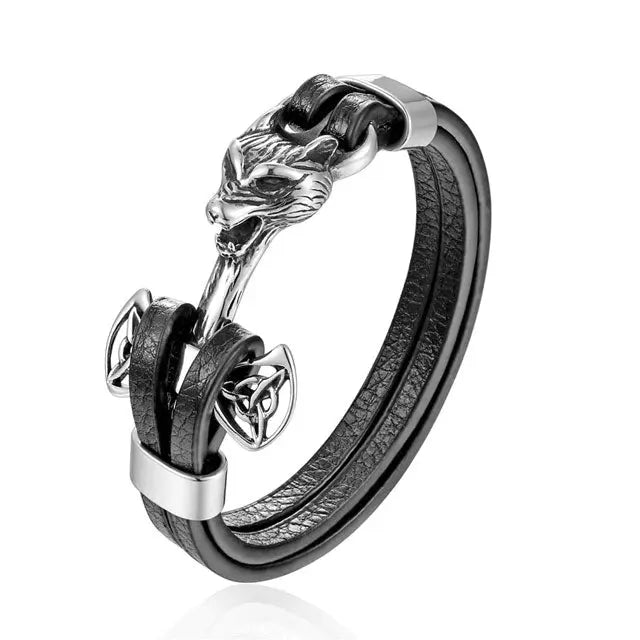 Fenrir Leather Bracelet - Viking Heritage Store