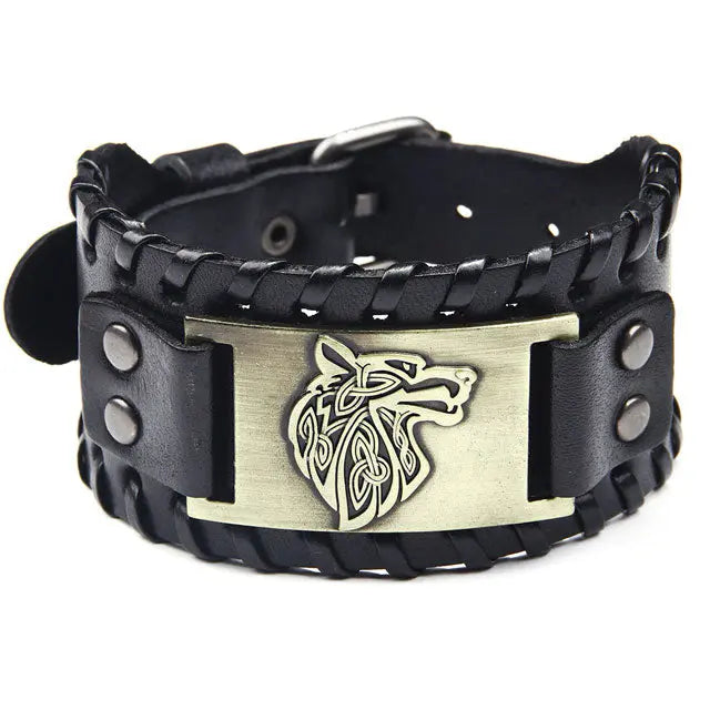 Fenrir Leather Bracelet - Viking Heritage Store