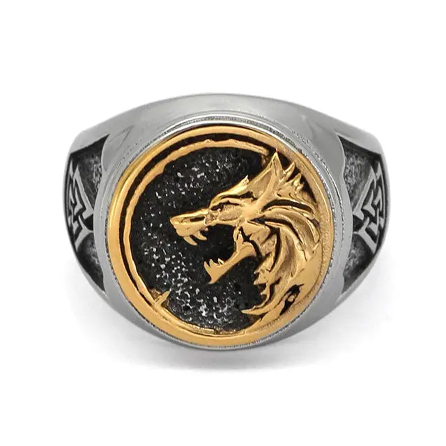 Gold Fenrir Ring - Viking Heritage Store