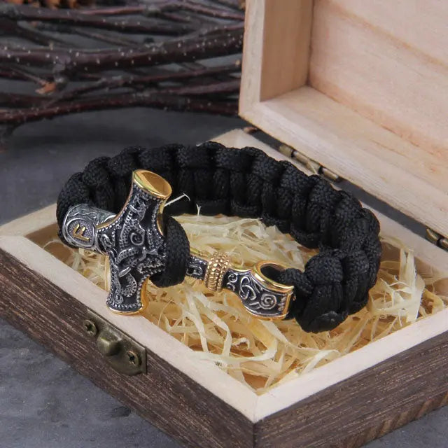 Gold Paracord Mjolnir Bracelet - Viking Heritage Store