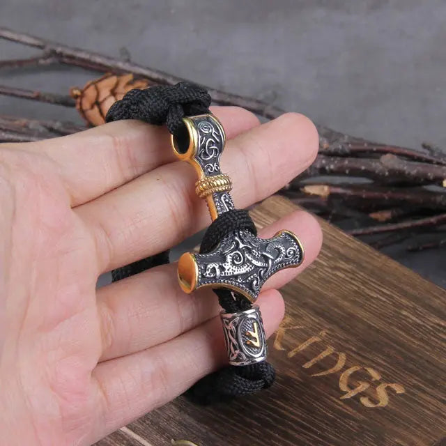 Gold Paracord Mjolnir Bracelet - Viking Heritage Store