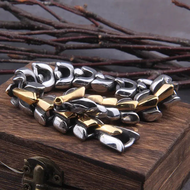 Mix Gold and Silver Ouroboros Bracelet - Viking Heritage Store