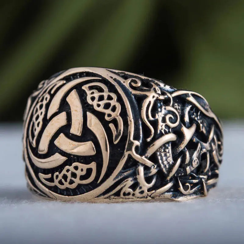 Triple Horn Ring (Solid Bronze) - Viking Heritage Store