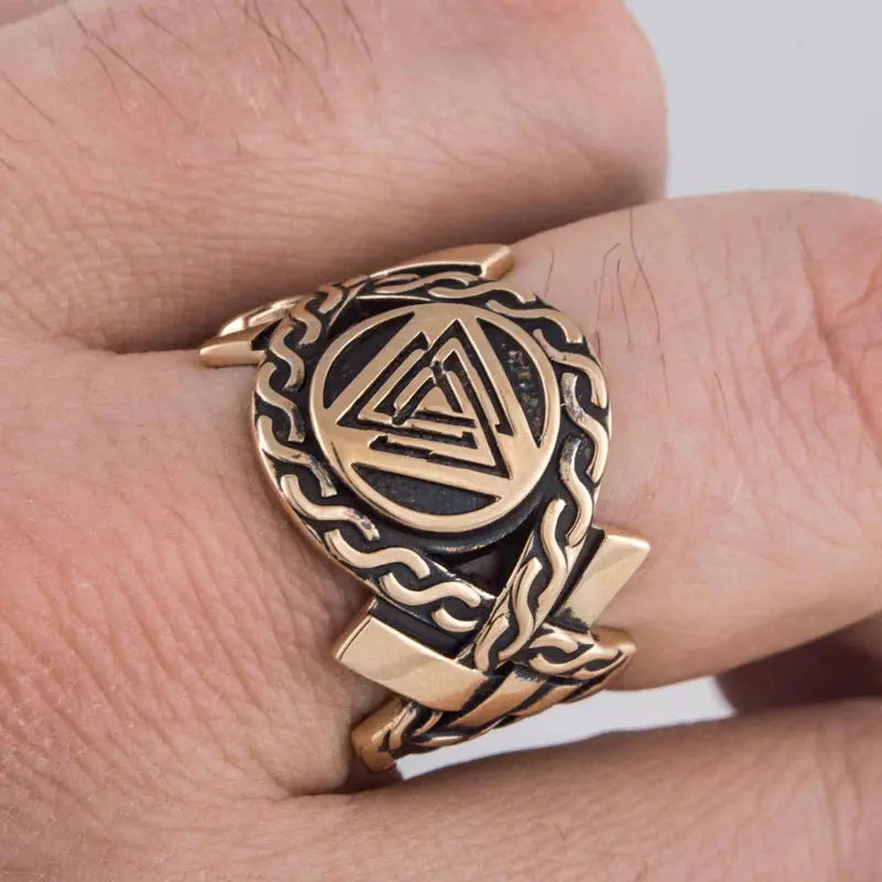 Valknut Ring (Solid Bronze) - Viking Heritage Store