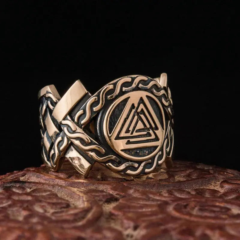 Valknut Ring (Solid Bronze) - Viking Heritage Store