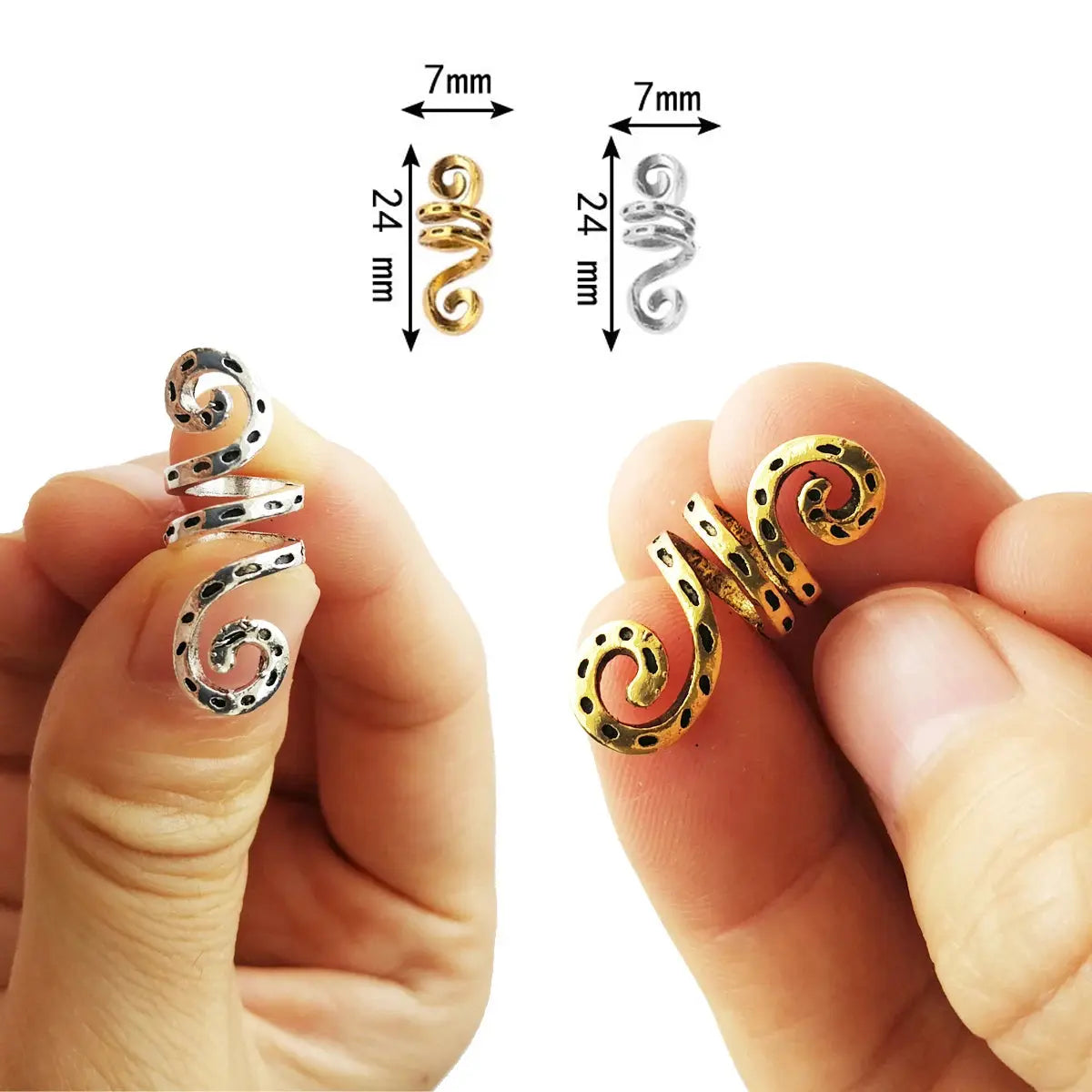 Viking Spiral Braid Beads for Women golden