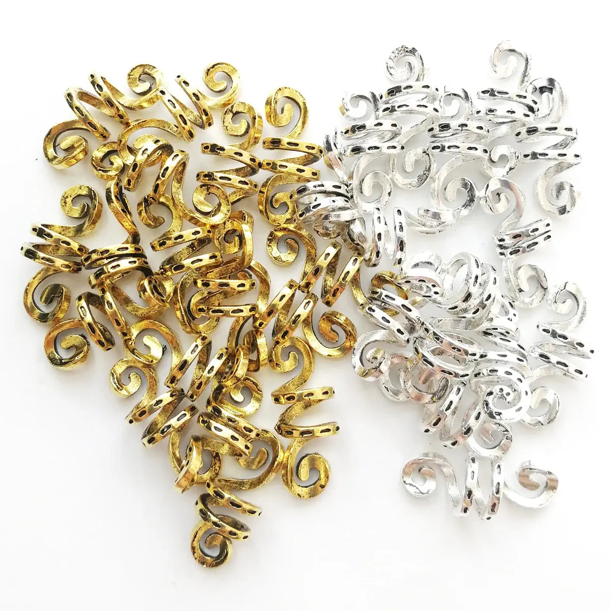 Viking Spiral Braid Beads for Women golden and silver