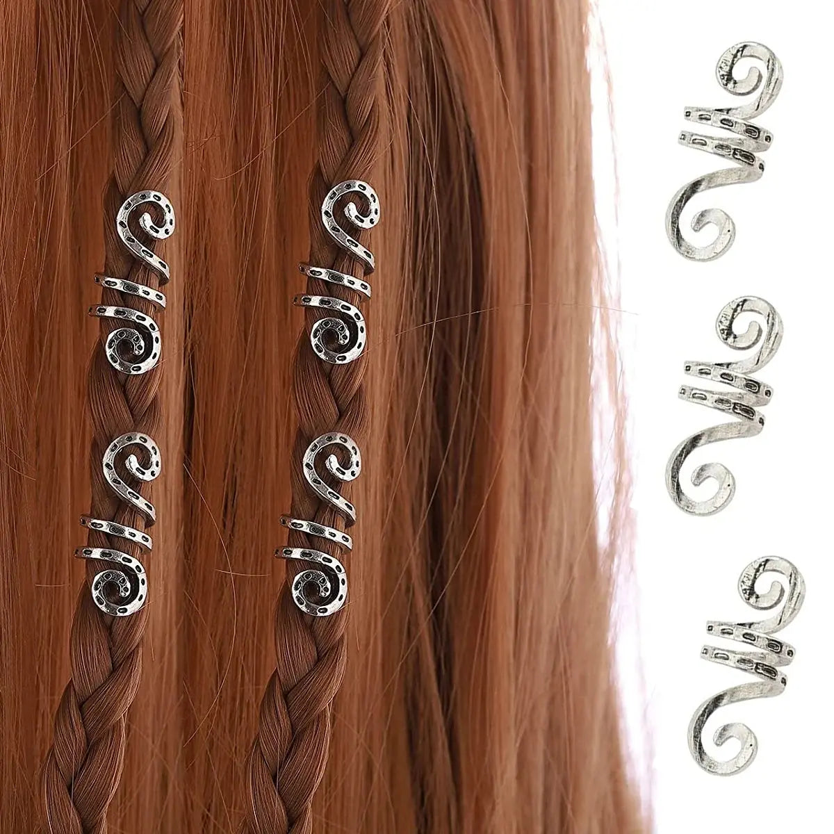 Viking Spiral Braid Beads for Women silver 10 pcs