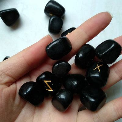 Premium Set of Black Obsidian Runestones