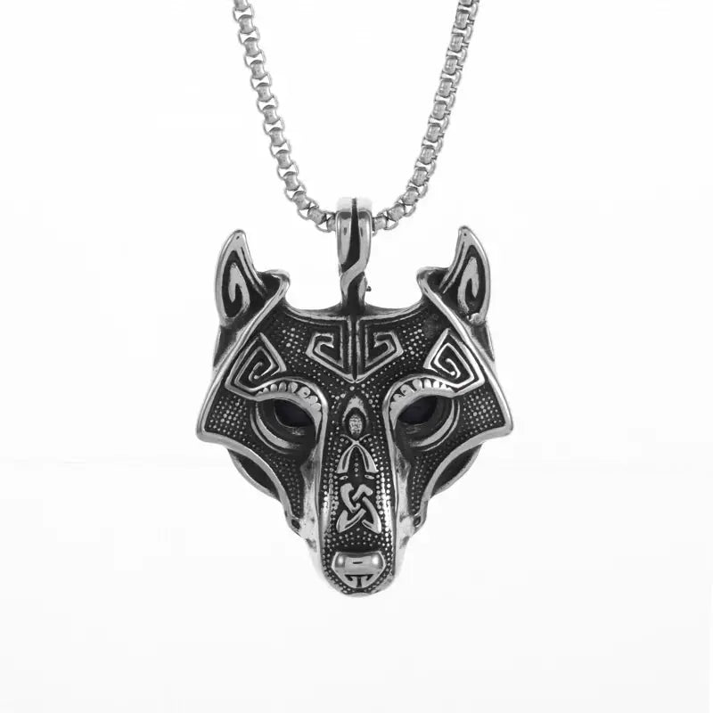 Men&#39;s Fenrir Viking Wolf Pendant Black 2