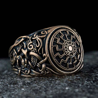 Black Sun Ring (Solid Bronze) - Viking Heritage Store