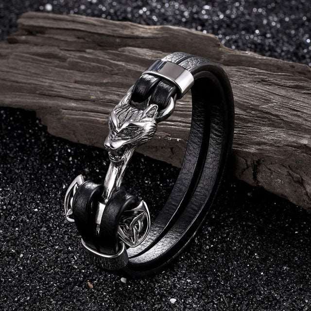 Fenrir Leather Bracelet - Viking Heritage Store