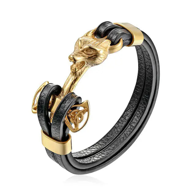 Fenrir Leather Bracelet - Viking Heritage Store