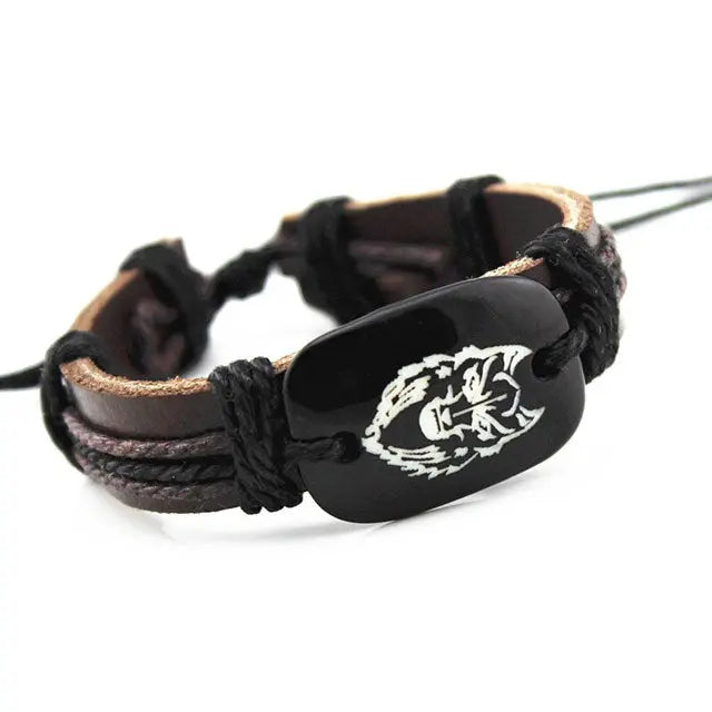 Fenrir Leather Bracelet - Viking Heritage Store