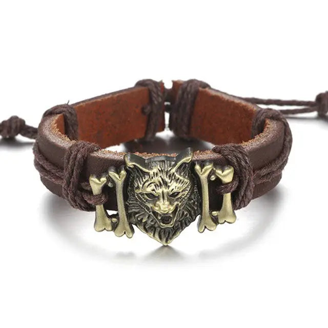 Fenrir Leather Bracelet - Viking Heritage Store