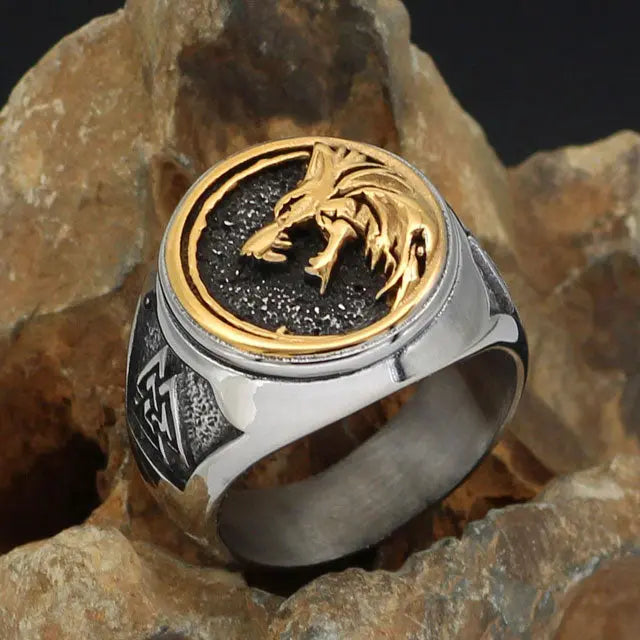 Anillo De Lobo Vikingo Para Hombre - Diseño Retro En Aleación - ¡Símbolo De Fuerza Y Valentía!