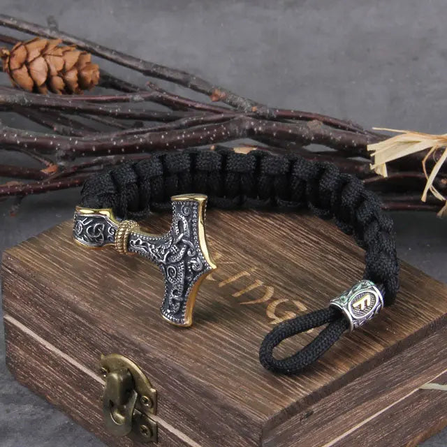 Gold Paracord Mjolnir Bracelet - Viking Heritage Store