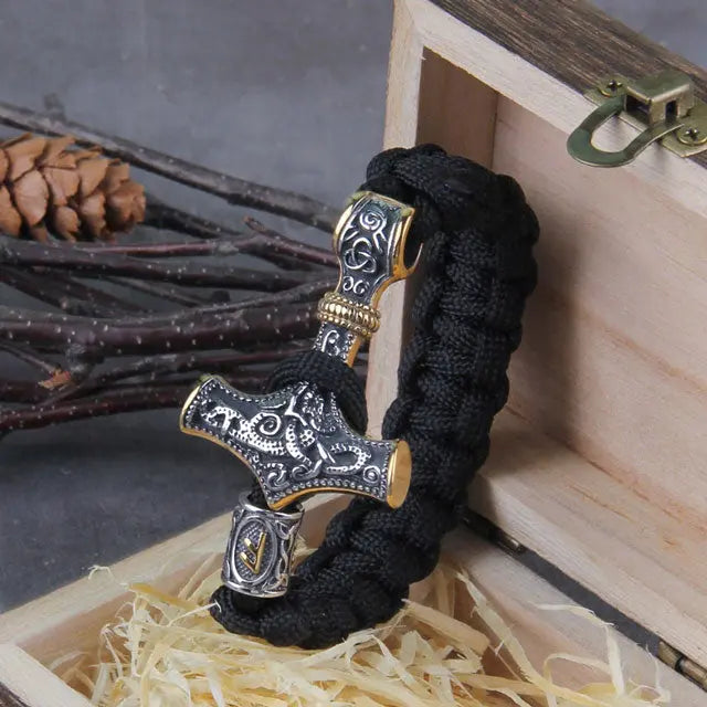Gold Paracord Mjolnir Bracelet - Viking Heritage Store