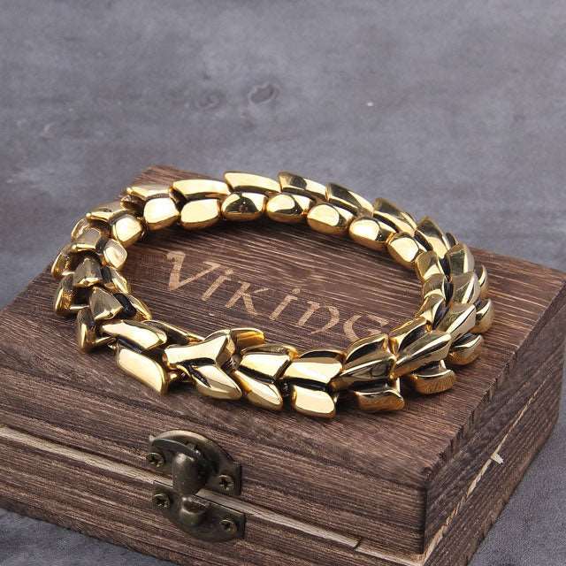 Gold Ouroboros Bracelet - Viking Heritage Store