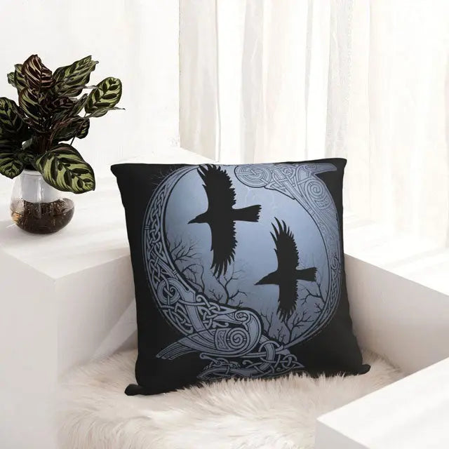 Hugin &amp; Munin Pillow Case - Viking Heritage Store