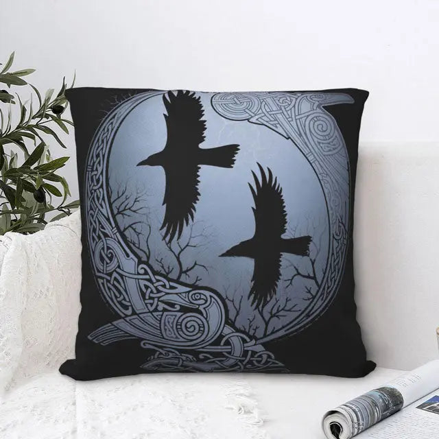 Hugin &amp; Munin Pillow Case - Viking Heritage Store