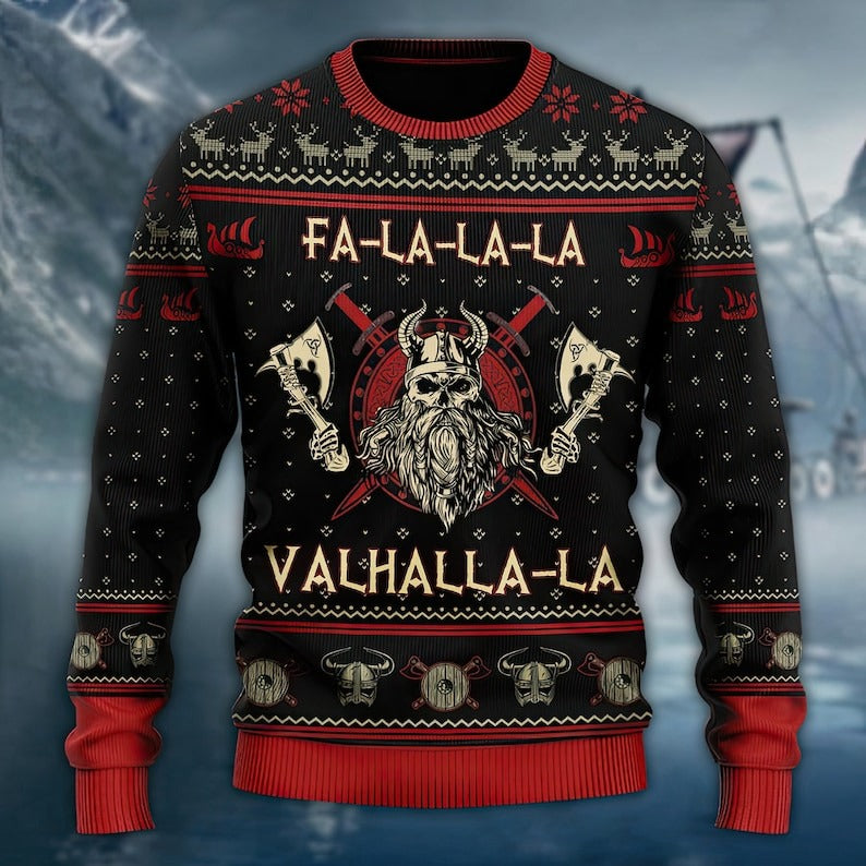 Viking Ugly Christmas Sweater Valhalla