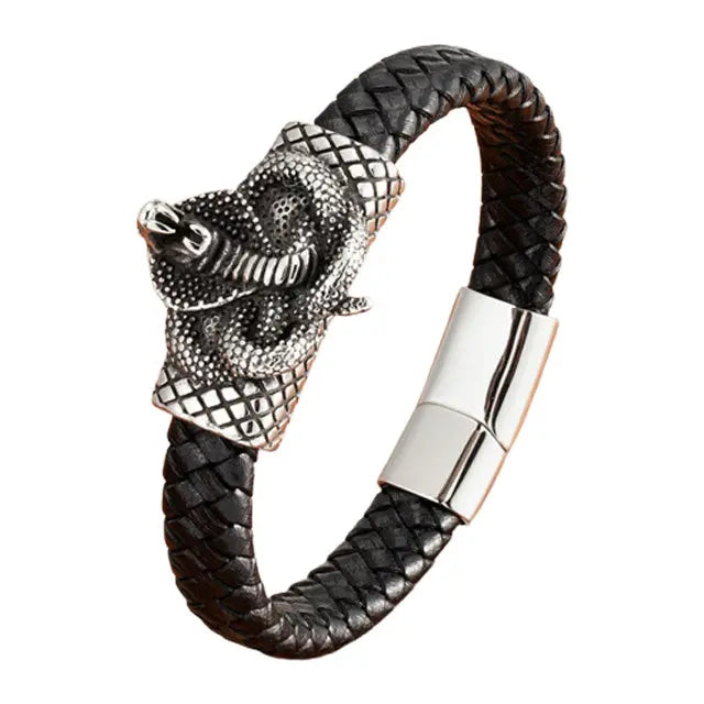 Jörmungand Leather Bracelet - Viking Heritage Store