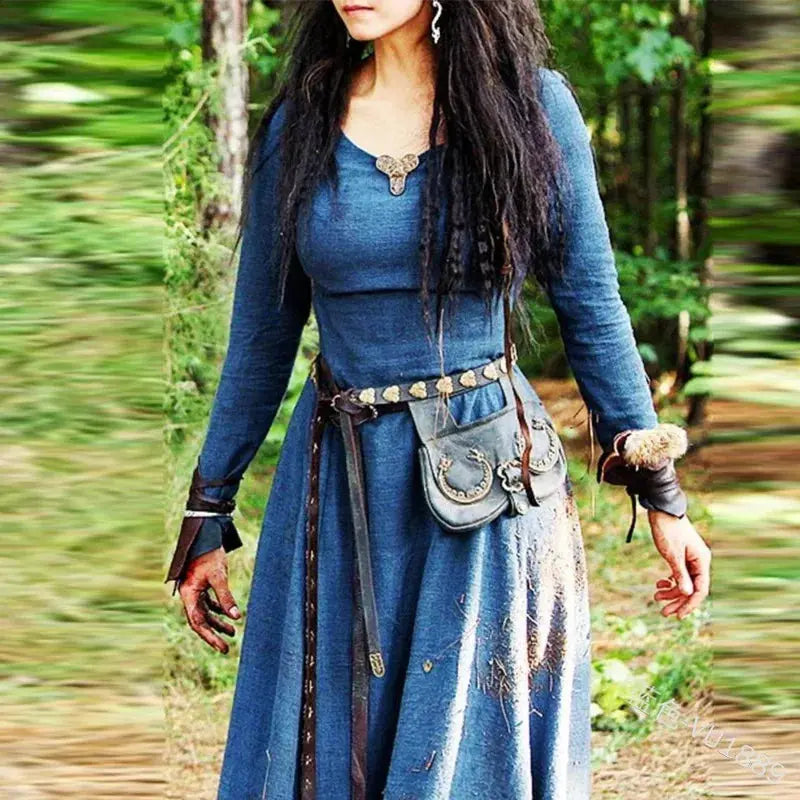 Viking Dress with long sleeves Blue / S