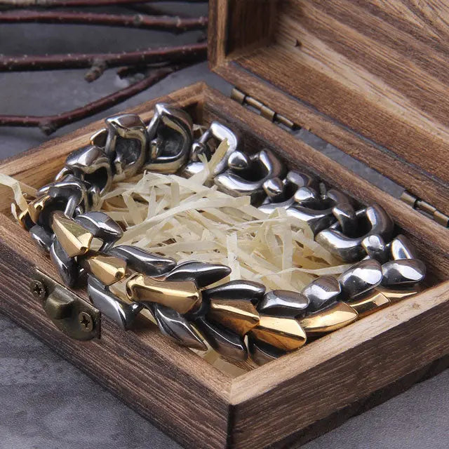Mix Gold and Silver Ouroboros Bracelet - Viking Heritage Store