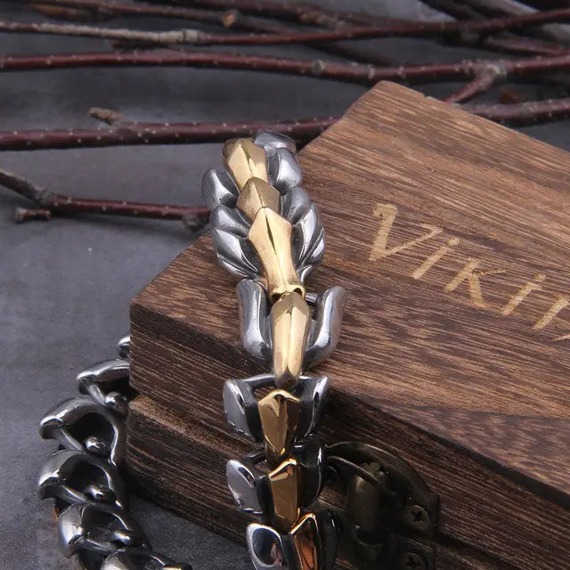 Mix Gold and Silver Ouroboros Bracelet - Viking Heritage Store