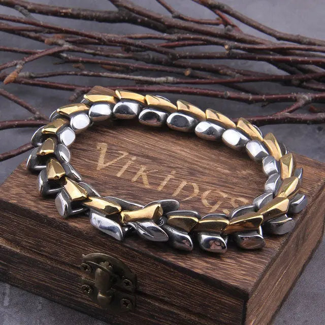 Mix Gold and Silver Ouroboros Bracelet - Viking Heritage Store