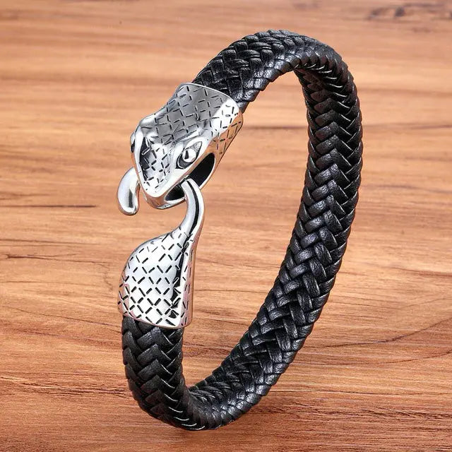 Ouroboros Leather Bracelet - Viking Heritage Store