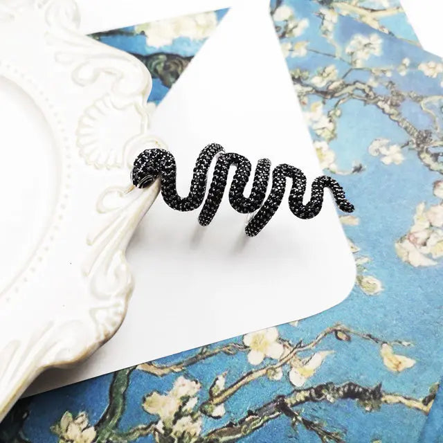 Silver Black Jörmungand Ring - Viking Heritage Store