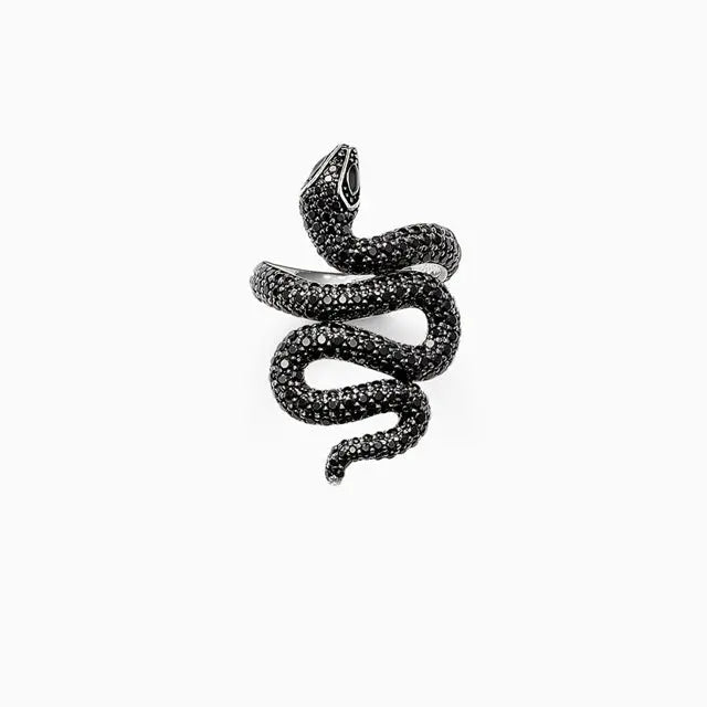 Silver Black Jörmungand Ring - Viking Heritage Store