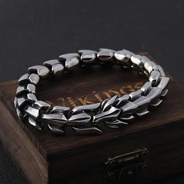 Silver Ouroboros Bracelet - Viking Heritage Store