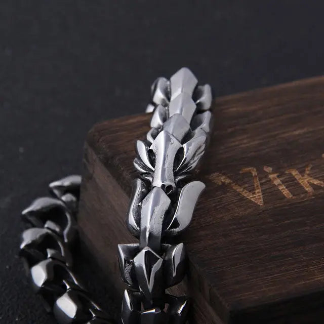 Silver Ouroboros Bracelet - Viking Heritage Store