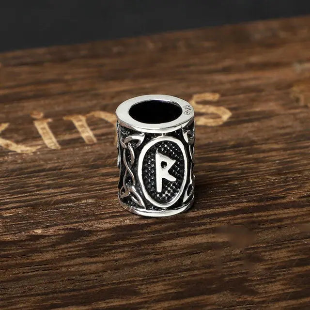 Silver Viking beard Beads Raidho - Viking Heritage Store