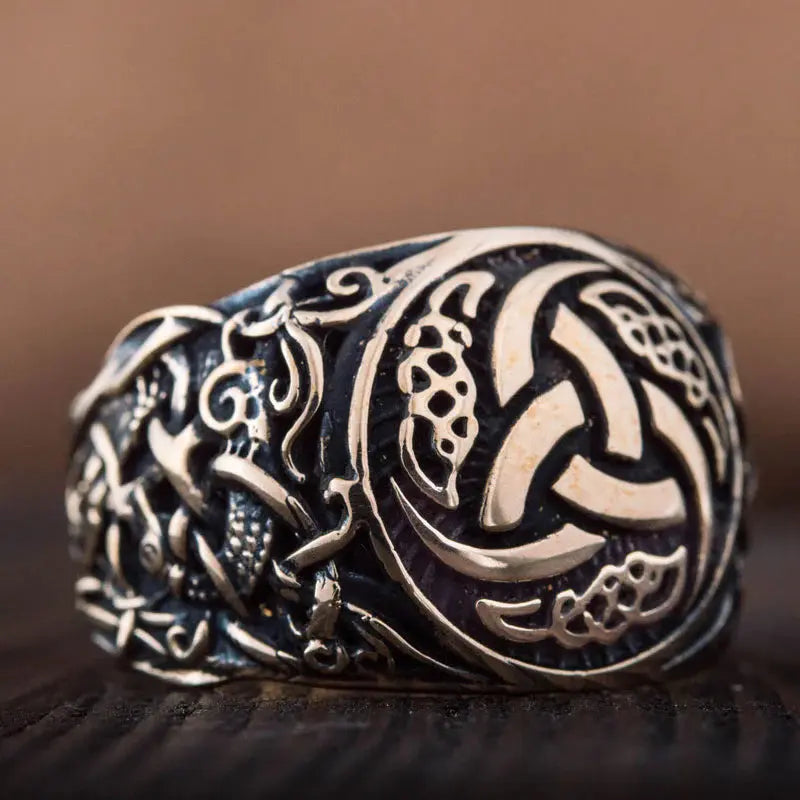 Triple Horn Ring (Solid Bronze) - Viking Heritage Store