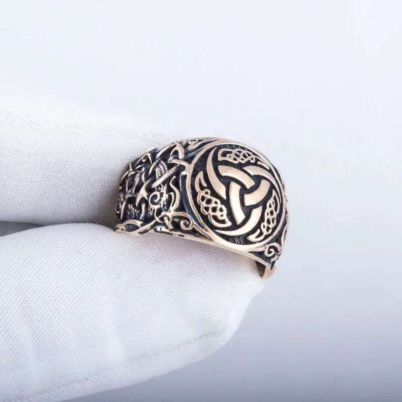 Triple Horn Ring (Solid Bronze) - Viking Heritage Store