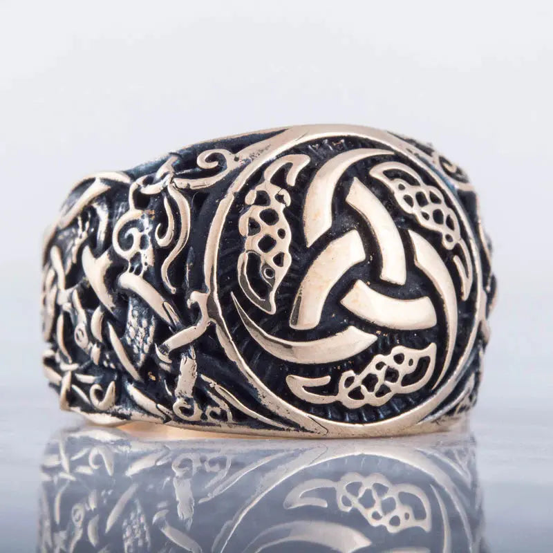 Triple Horn Ring (Solid Bronze) - Viking Heritage Store