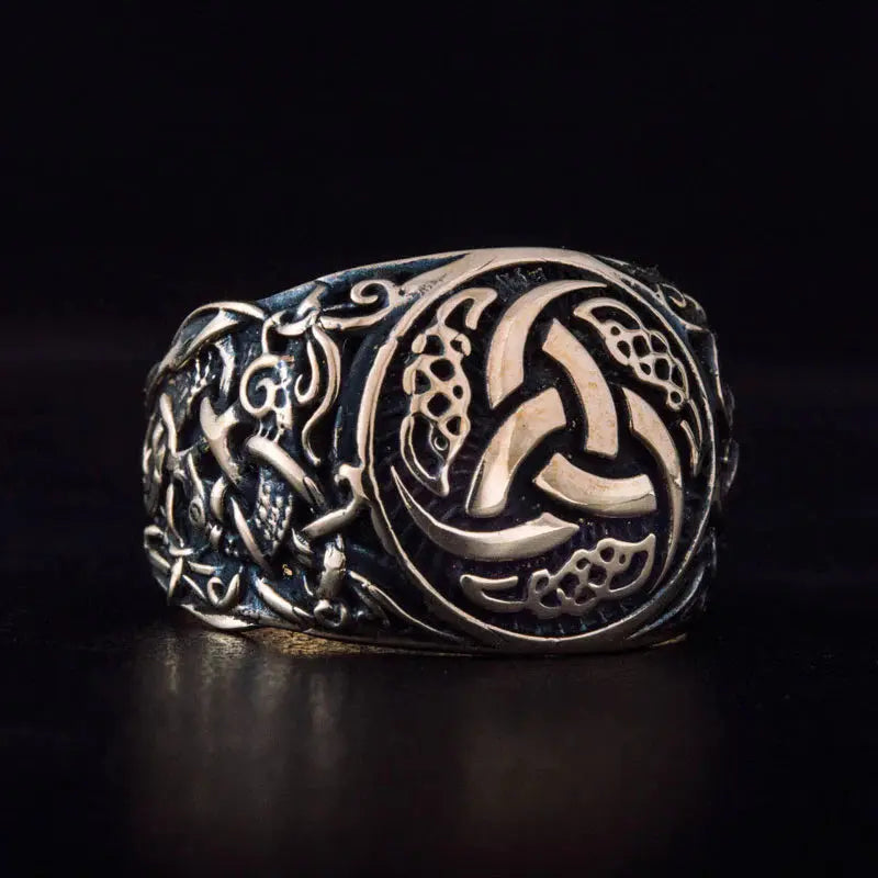 Triple Horn Ring (Solid Bronze) - Viking Heritage Store