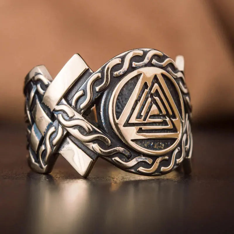 Valknut Ring (Solid Bronze) - Viking Heritage Store