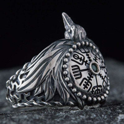 Hugin Ring / Vegvisir (Silver) - Viking Heritage Store