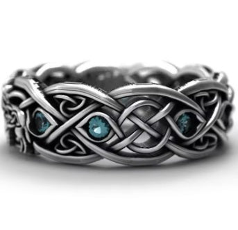 Celtic Wolf Ring wtih gem