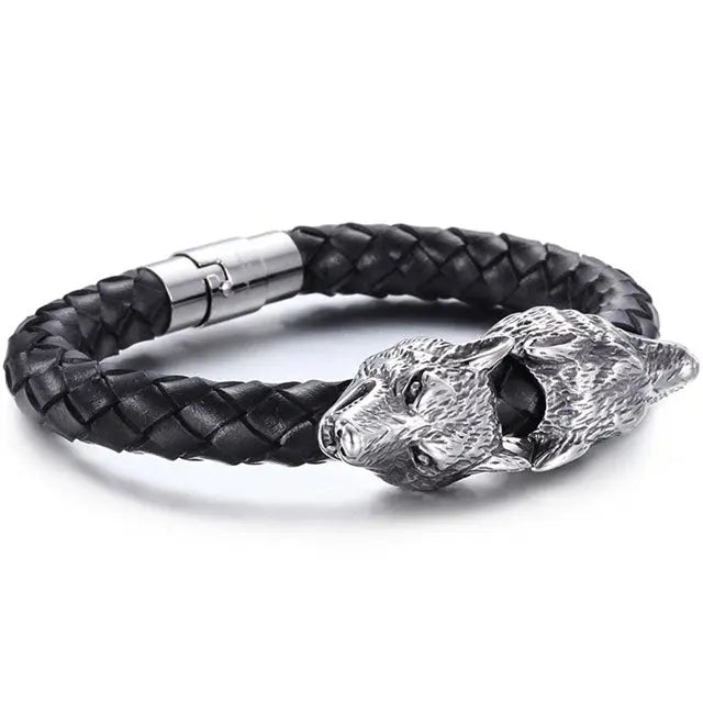 Wolf Head Bracelet - Viking Heritage Store