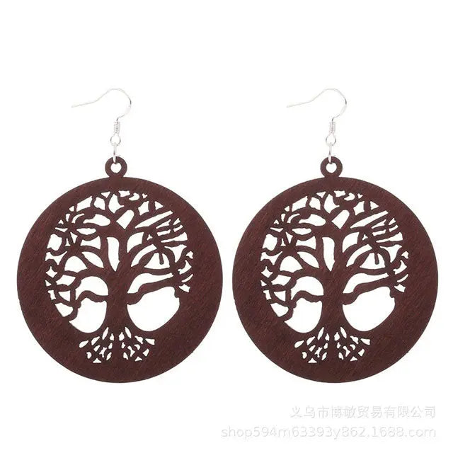 Wooden Tree of Life Earrings - Viking Heritage Store
