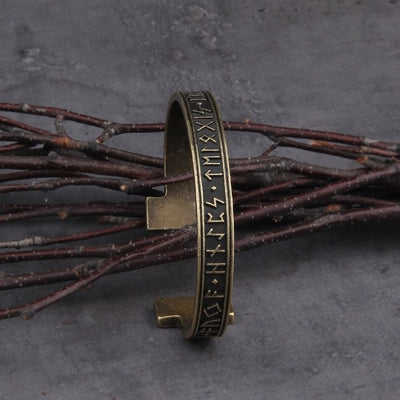 Bronze Furthark Runes Arm Ring - Viking Heritage Store