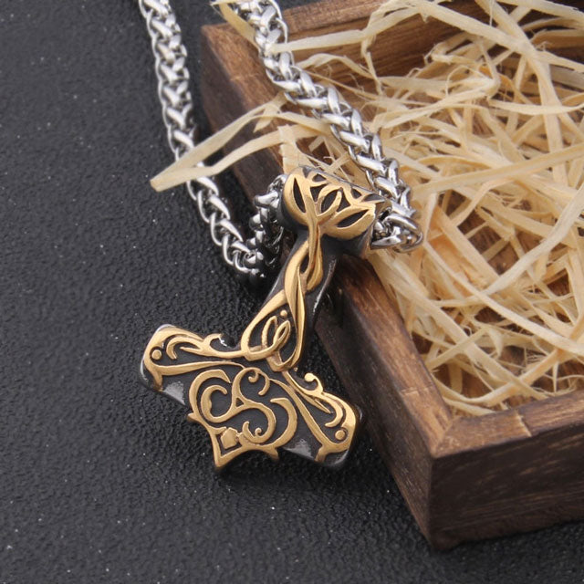 Gold Mjolnir Necklace - Viking Heritage Store