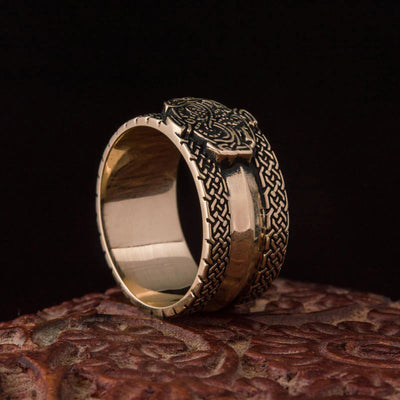 Geri And Freki Ring (Solid Bronze) - Viking Heritage Store